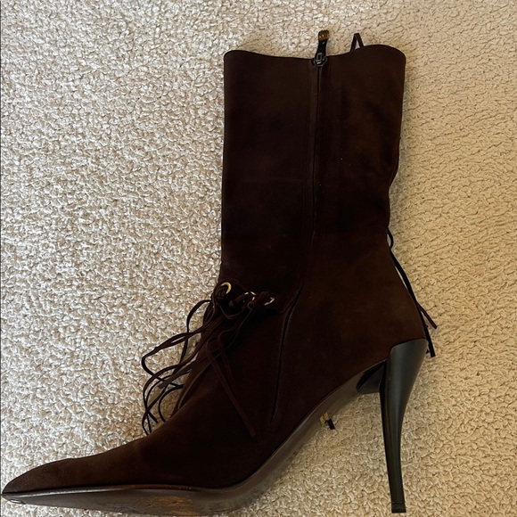 Gianmarco Lorenzi Dark Brown Fringe Heeled Boots - Picture 6 of 10